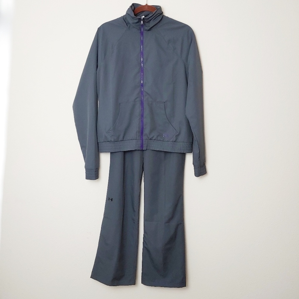 Under Armour Gray/Purple Track Suit. Sz Medium
